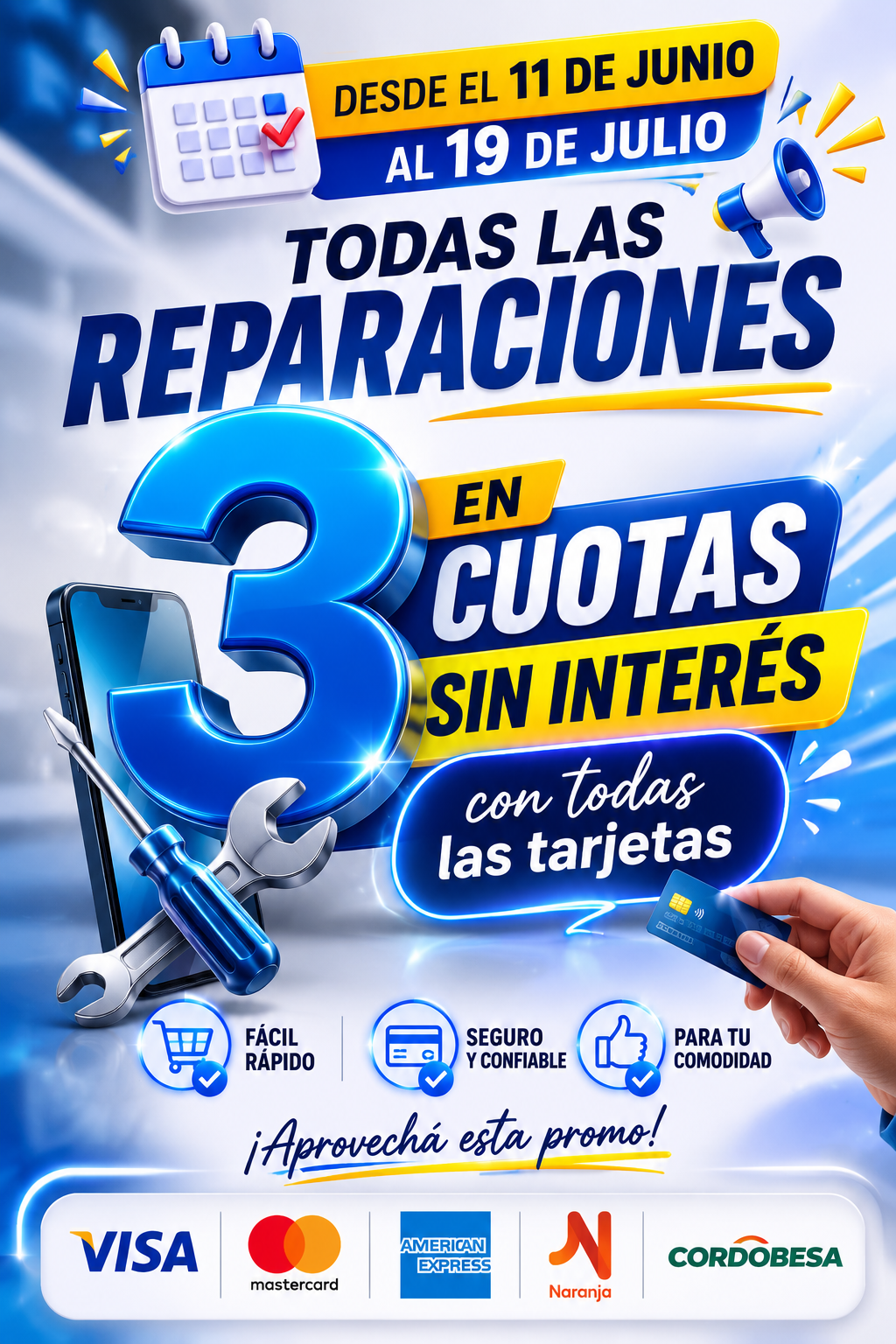 3 Cuotas Sin Interés en Todas las Reparaciones