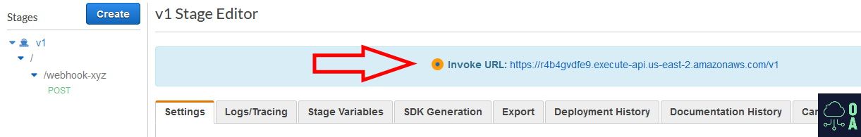Screenshot of AWS API Gateway API Base URL