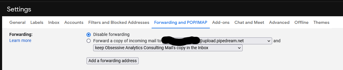1138x232 Gmail Email Forwarding Screen
