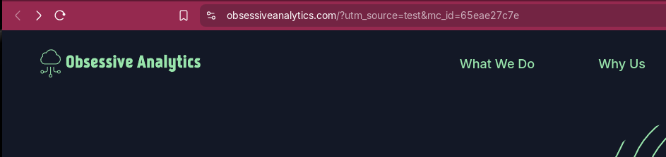 Arriving on the website with the email ID in the URL