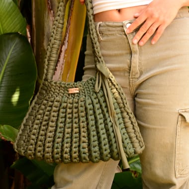 Fishbone Crochet Hobo Bag
