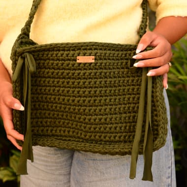 Crochet Crossbody Shopper Bag