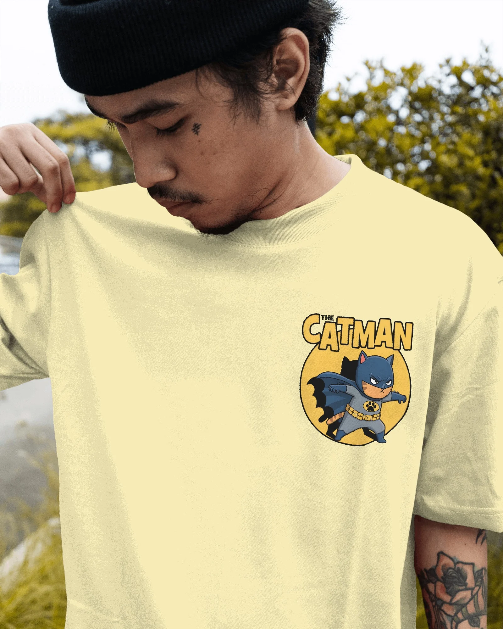  Catman Night Shift Mens Oversized T-shirt