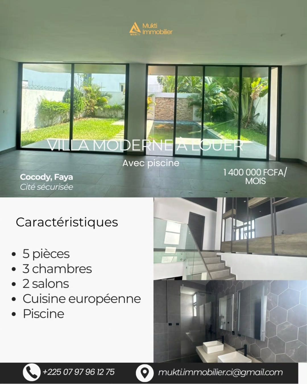  Villa moderne à louer – Cocody Faya