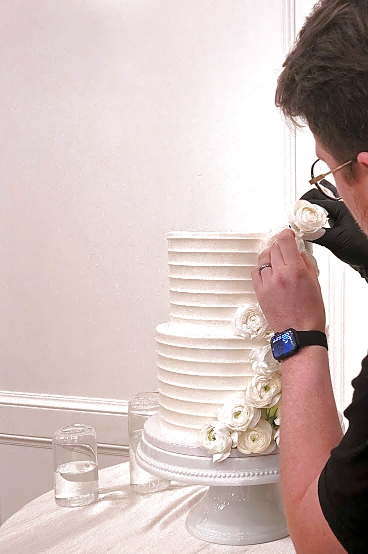 Twenty & Creek wedding cake with elegant floral details | Sweet E's