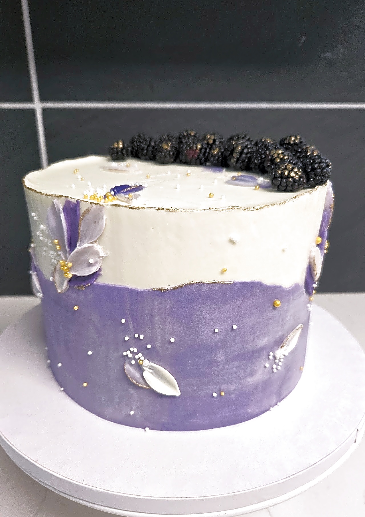 Watercolor Wedding Cake with Berries | Sweet E's