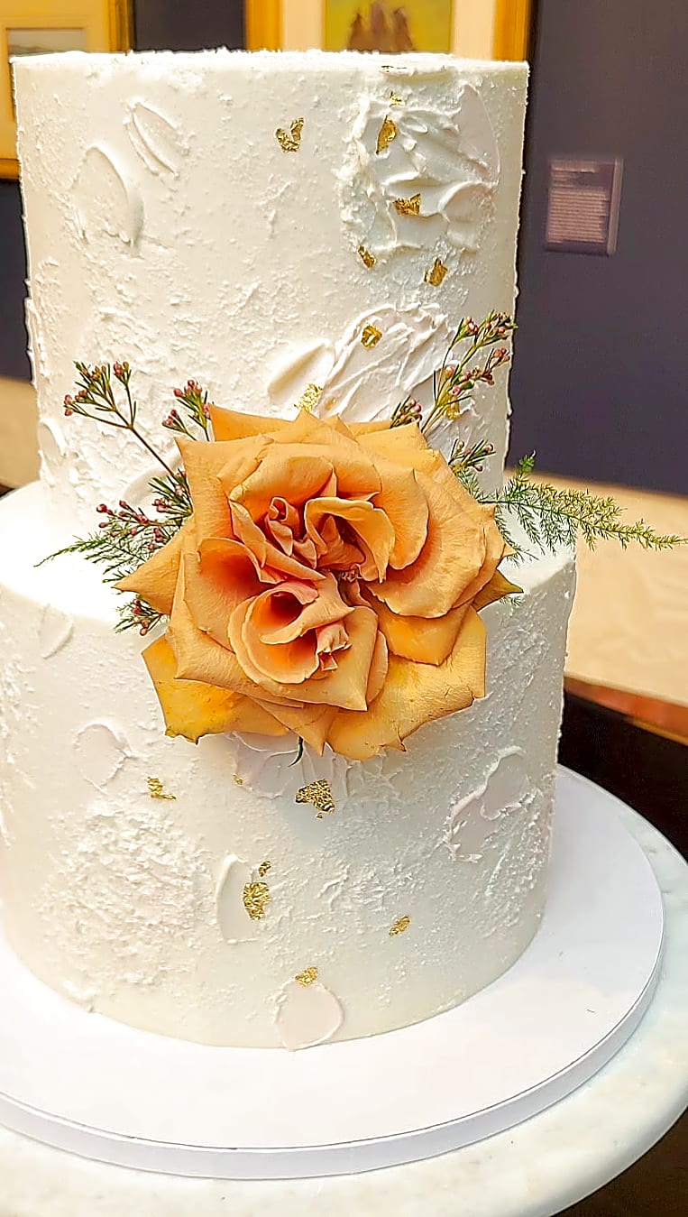 Springville wedding cake at the Springville Museum of Art by Sweet E's Bakery