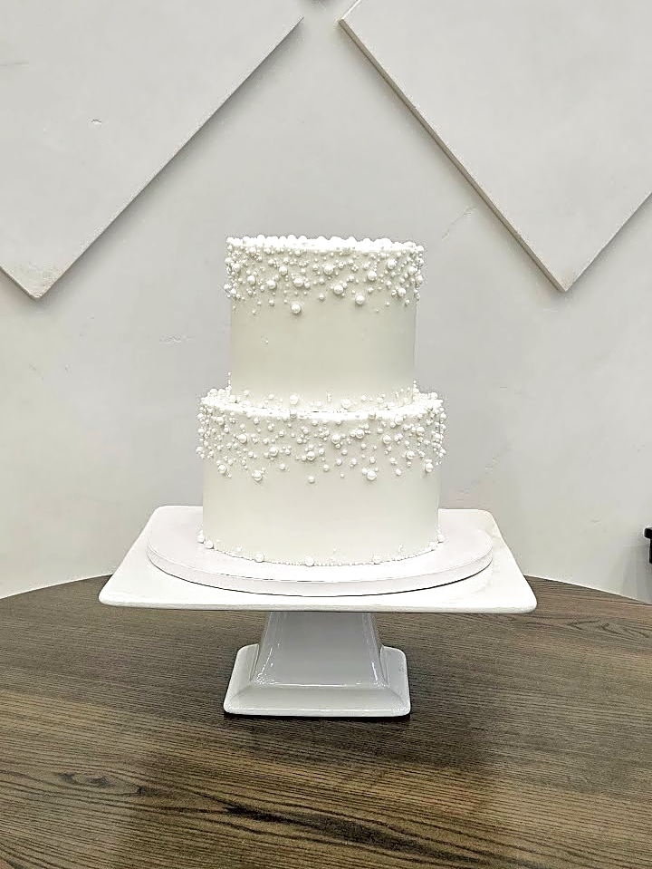 River Bridge wedding cake: Elegant Two-Tier Design | Sweet E's