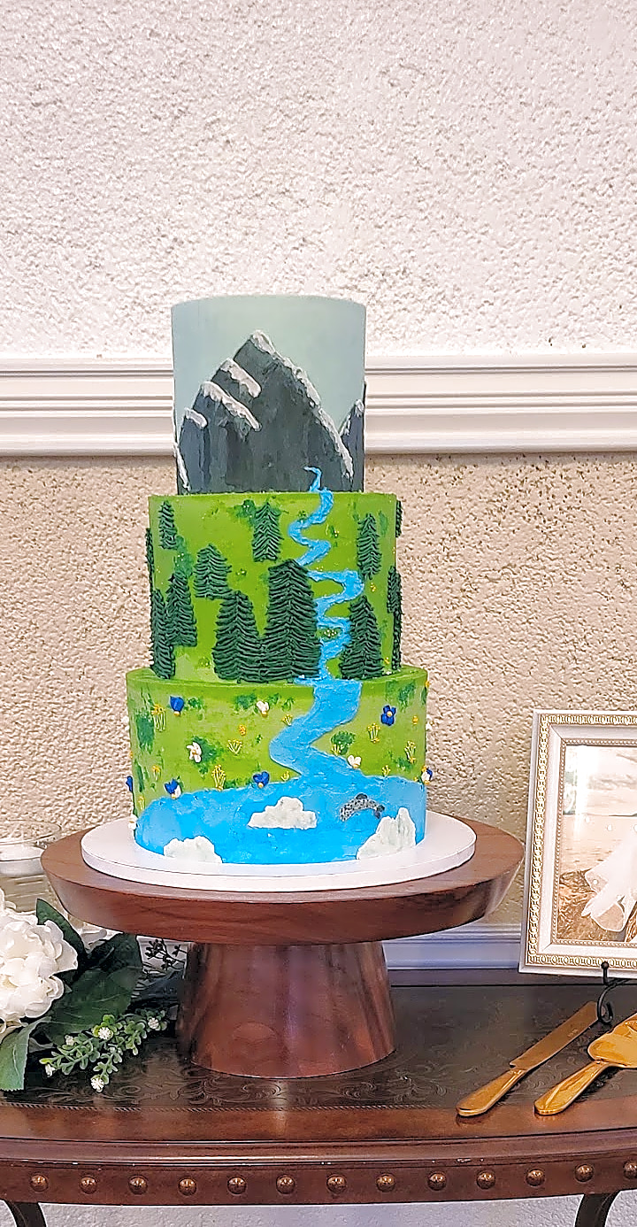 Utah Wedding Cake: Mountain & River Landscape | Sweet E's