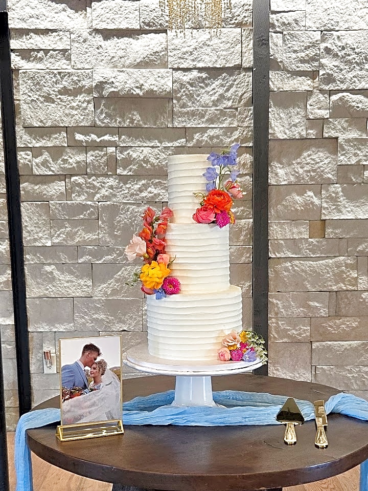 Utah Wedding Cake with Bright Floral Accents | Sweet E's