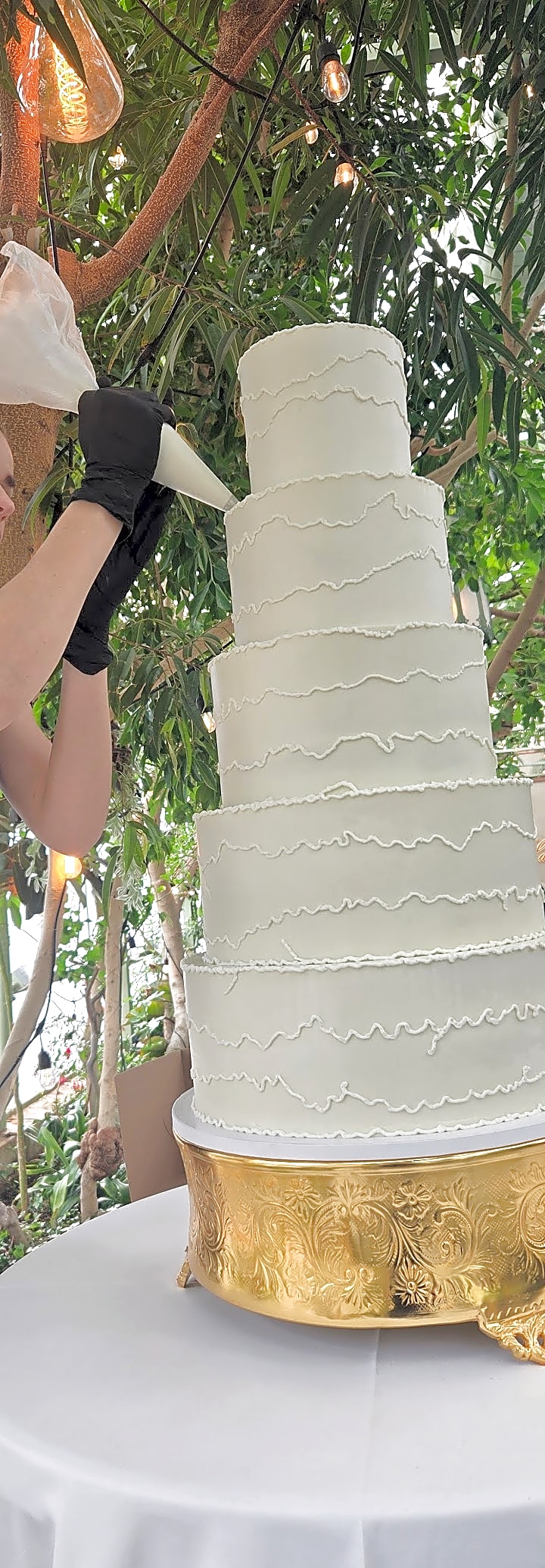 La Caille Wedding Cake with Ruffle Buttercream | Sweet E's