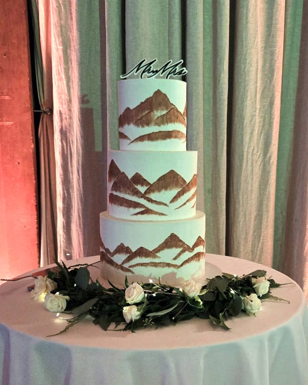 Sundance wedding cakes by Sweet E's Bakery — custom design