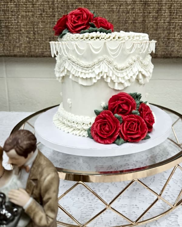 Hand-finished custom cake by Sweet E's Bakery