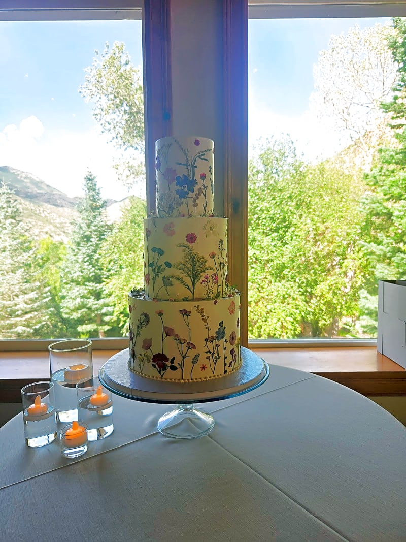 Utah wedding cakes: Salt Lake City wedding cake at Louland Falls by Sweet E's Bakery
