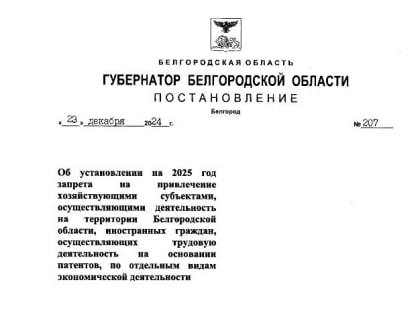 Мигрантам в Белгородской области запретят работать в общепите и такси с 2025 года