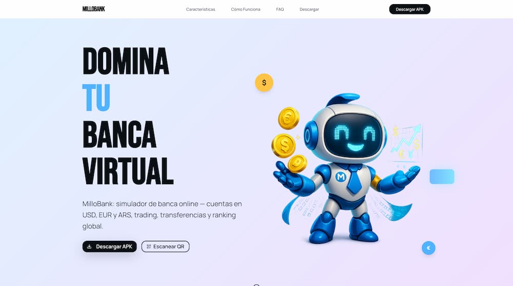 Captura de pantalla del proyecto Millobank - Web Front