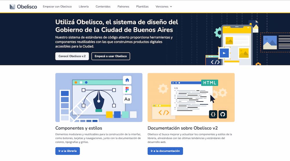 Captura de pantalla del proyecto Obelisco Design System