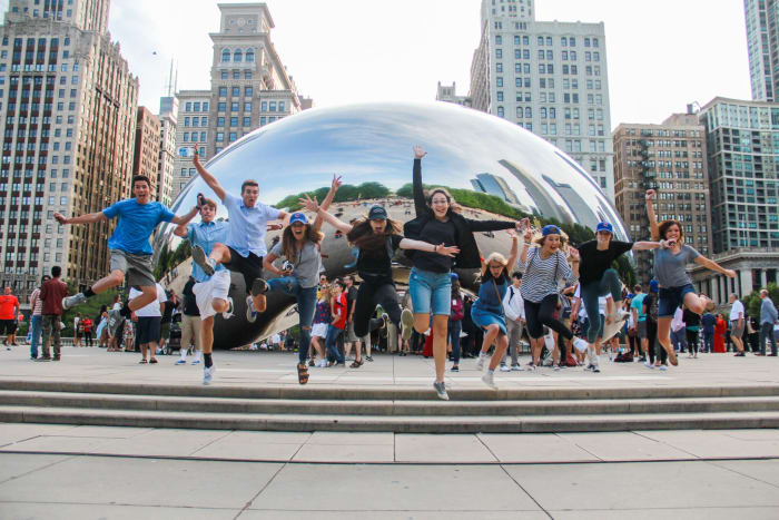 Students on an Origination tour stop