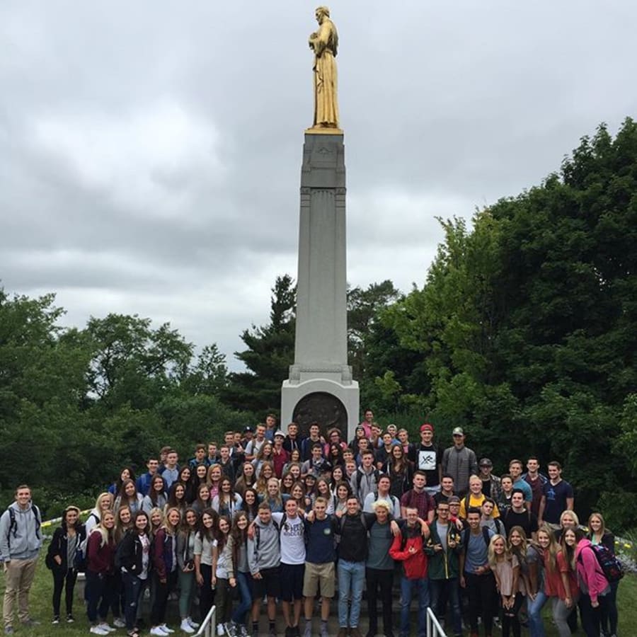 Origination group at a monument
