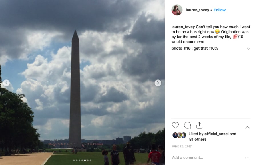 Origination social testimonial post
