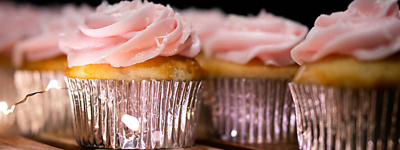 Cupcakes with pink icing.