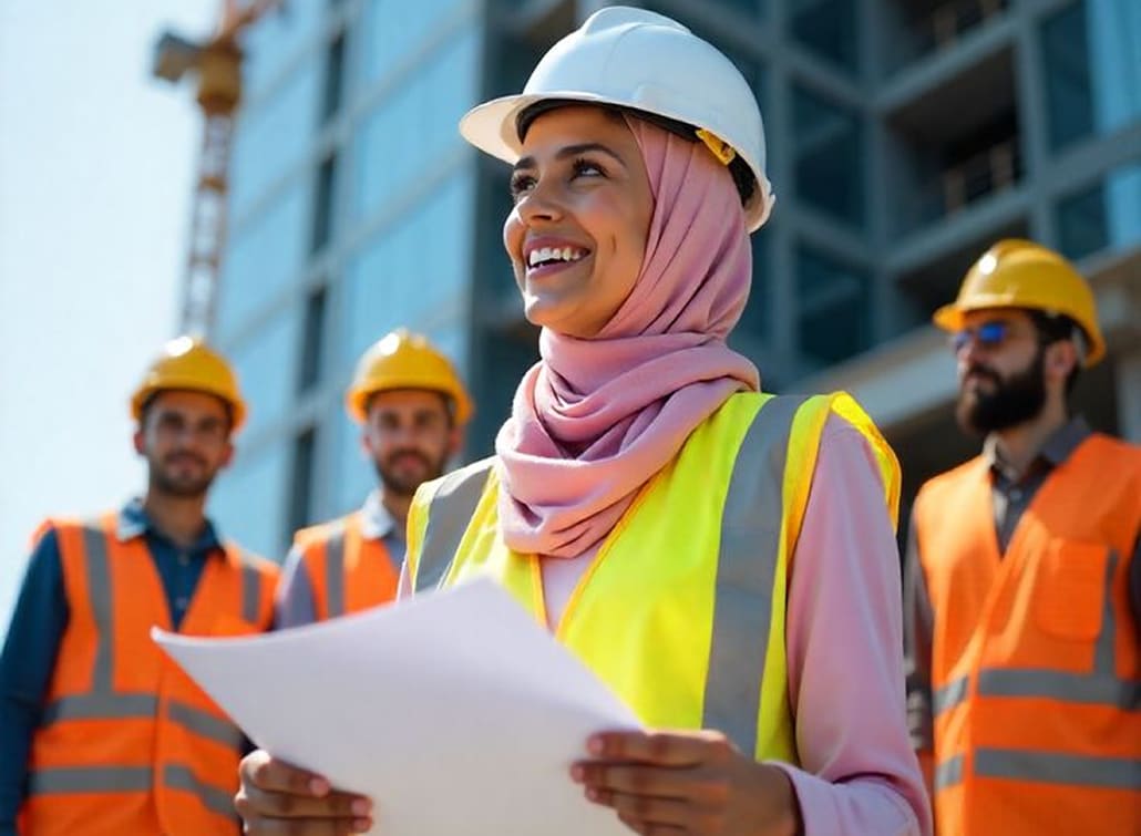 Équipe MDS en tenue de sécurité sur un chantier de construction