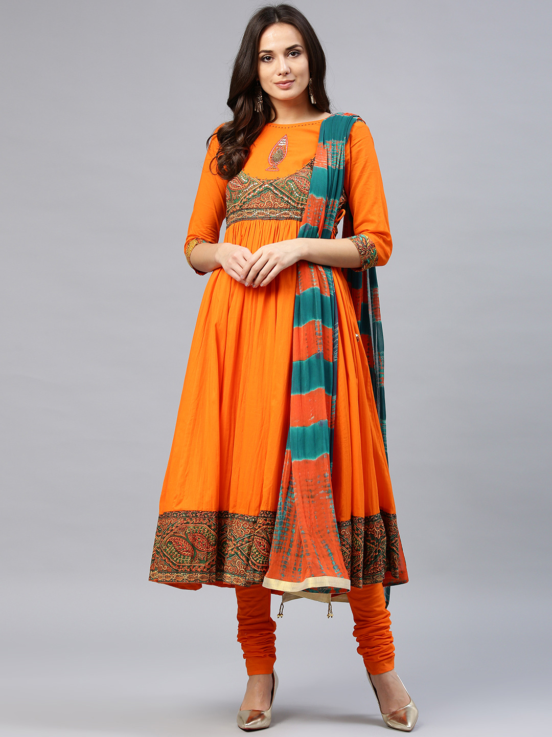 Checked top churidar designs