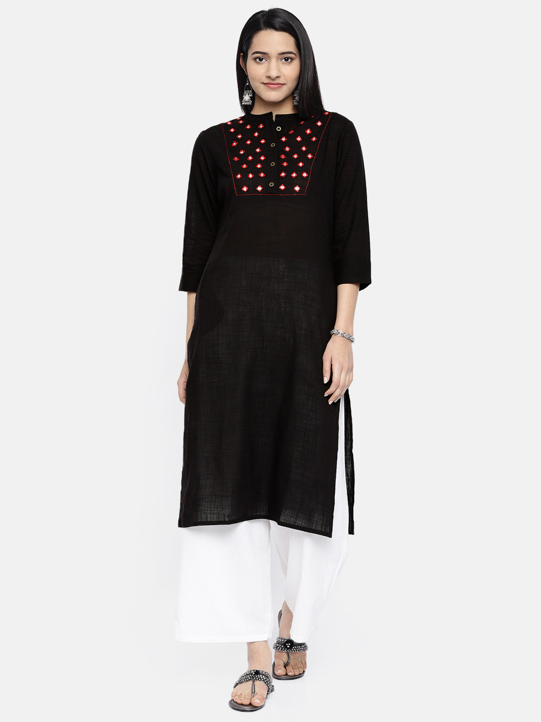 Soch Women Black Yoke Design Straight Kurta Price in India