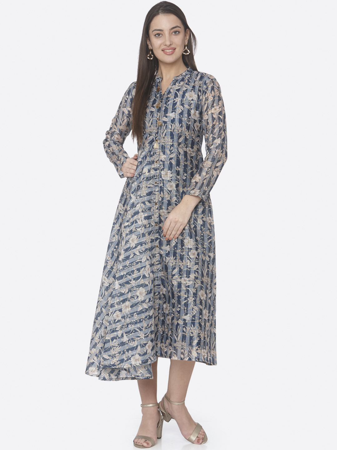 RAISIN Women Navy Blue Printed Shirt Dress Price in India