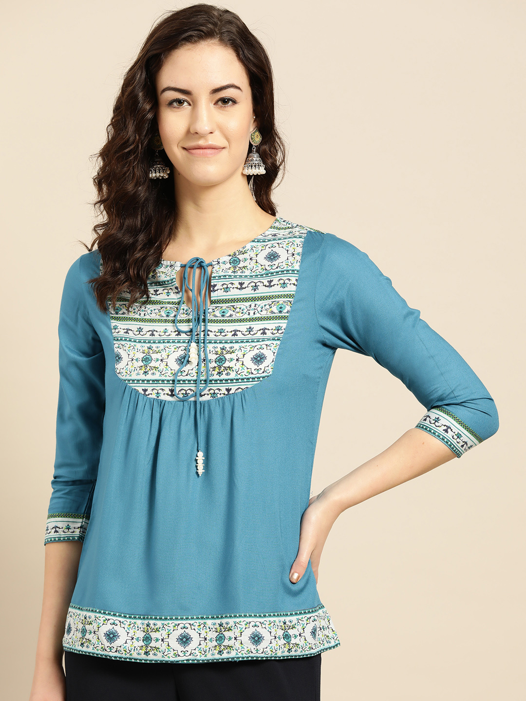 IMARA Women Blue Printed Top Price in India