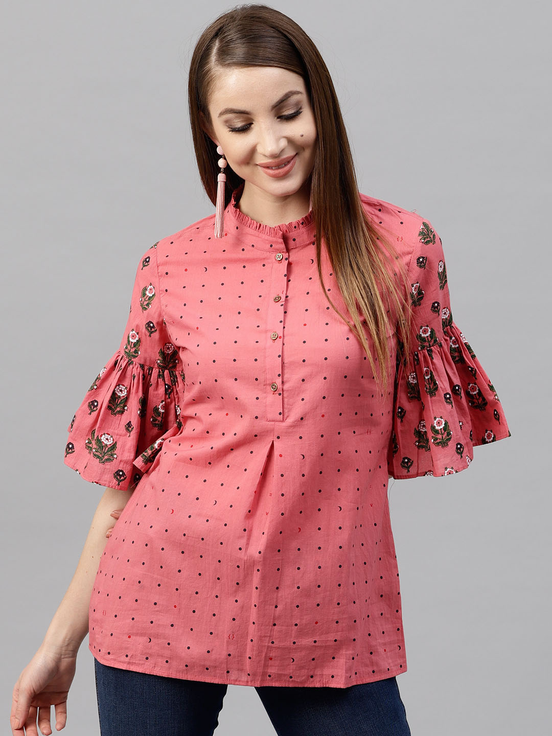 AKS Pink Printed Tunic Price in India