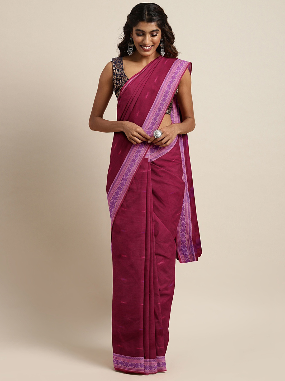 The Chennai Silks Classicate Red Woven Design Pure Cotton Saree Price in India