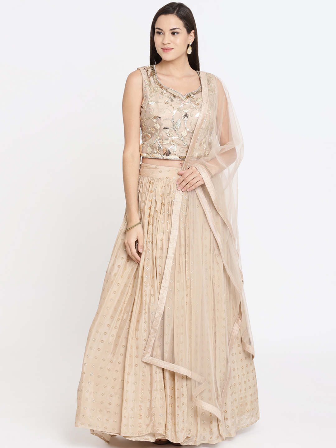 Koskii Beige Ready to Wear Lehenga & Blouse with Dupatta Price in India