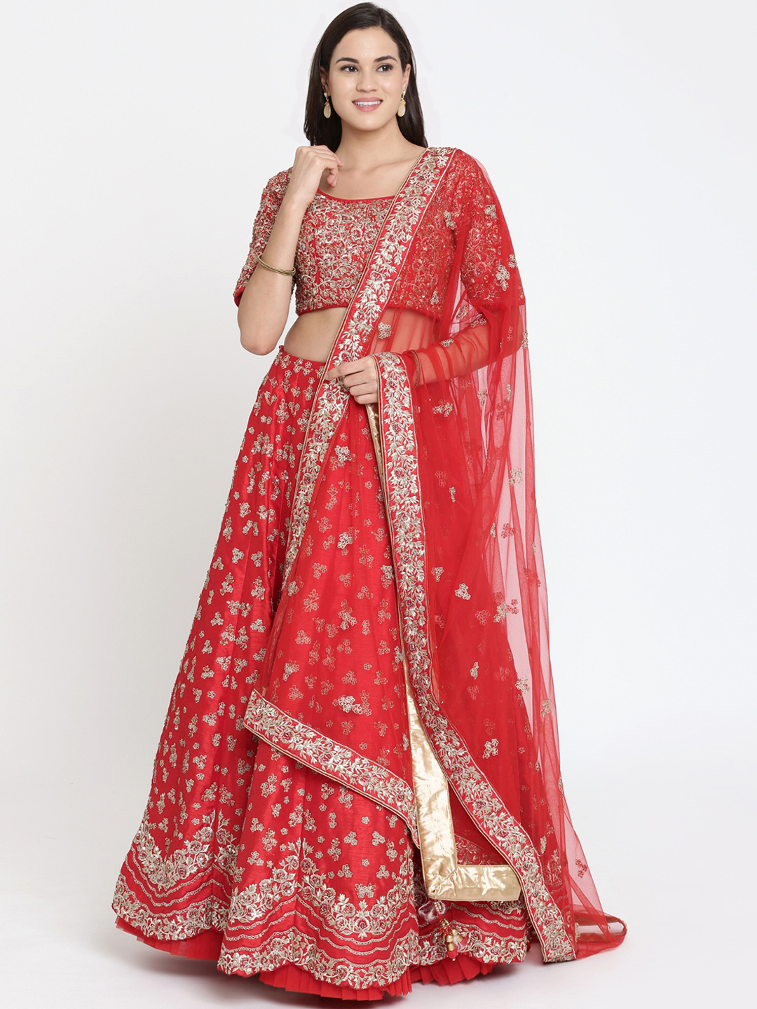 Koskii Red Ready to Wear Lehenga & Blouse with Dupatta Price in India