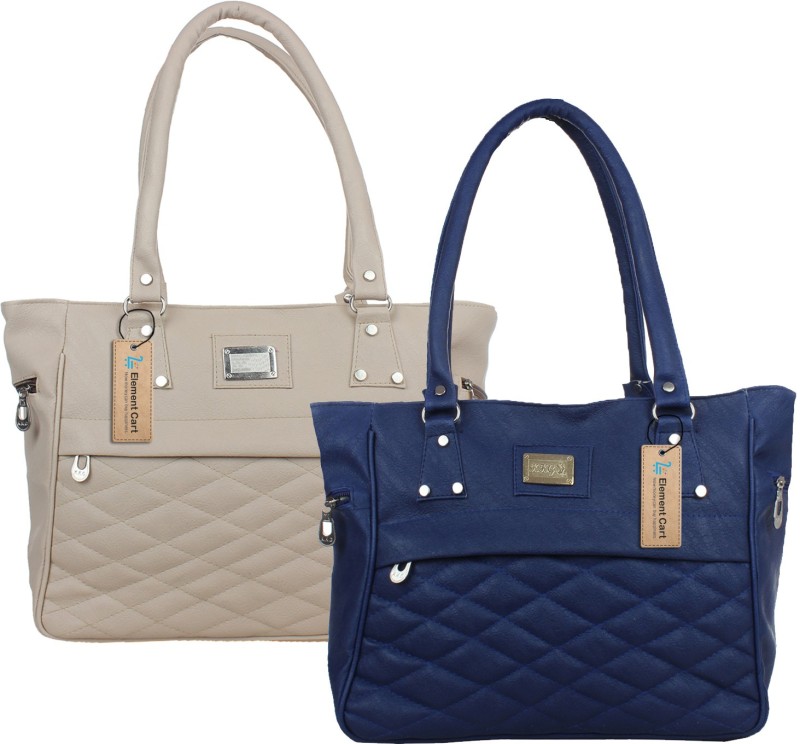 Women Blue, Grey Hand-held Bag Price in India