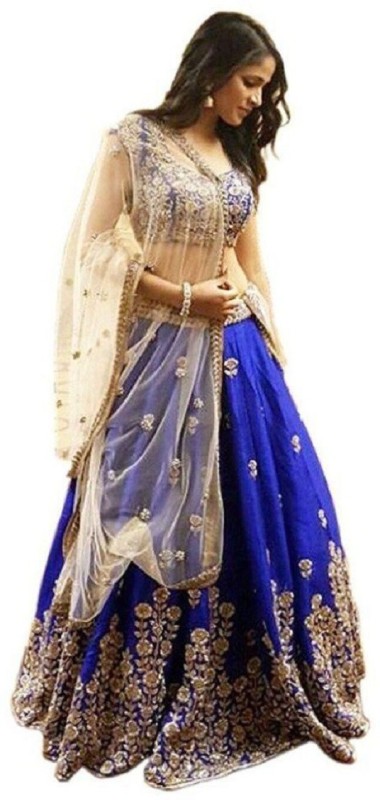 Embroidered Semi Stitched Lehenga, Choli and Dupatta Set Price in India