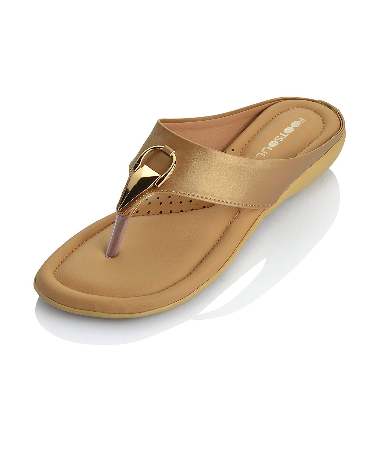 Footsoul Women's Bravia Slippers (Gold) (FSL-168) Price in India