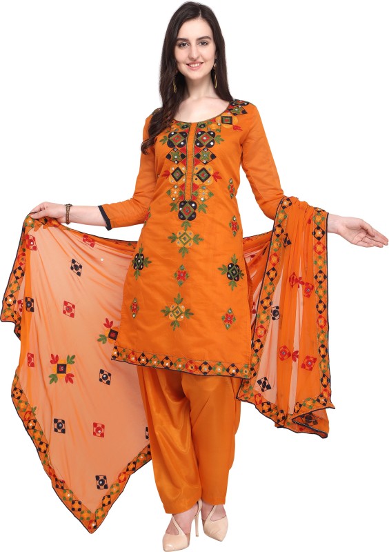 EthnicJunction Poly Chanderi Embroidered, Solid Salwar Suit Material Price in India