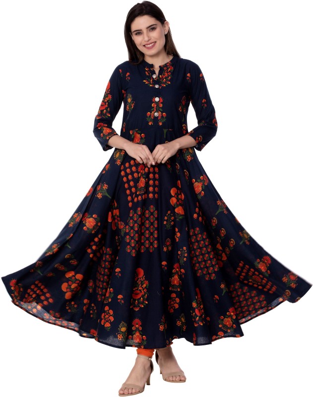 Women Printed Cotton Blend Ethnic Dress Price in India