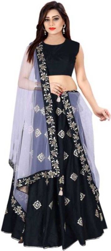 Embroidered Semi Stitched Lehenga, Choli and Dupatta Set Price in India