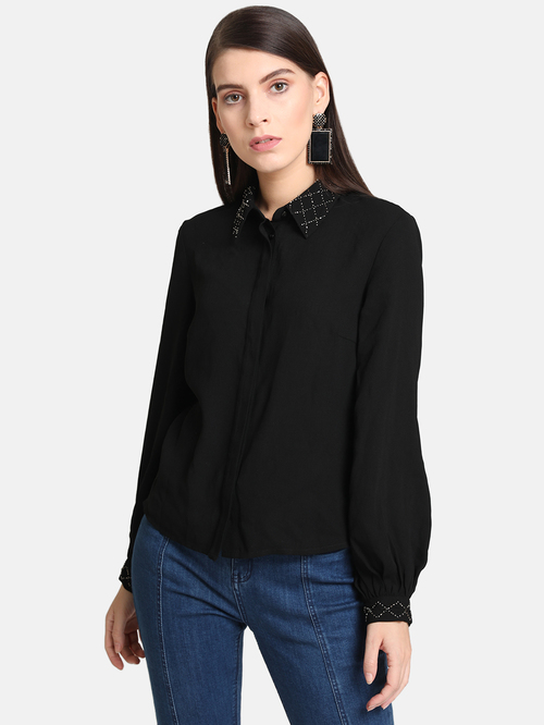 Kazo Black Regular Fit Shirt Price in 