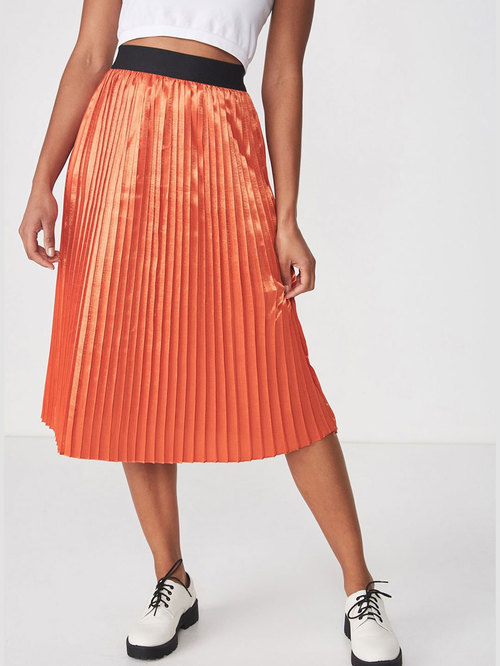 Cotton On Rust Below Knee Skirt Price in India