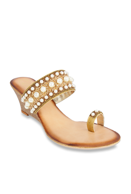 Catwalk Golden Toe Ring Wedges Price in India
