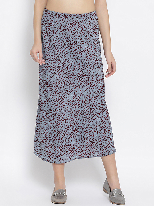 Office & You Teal Animal Print Bias Skirt Price in India