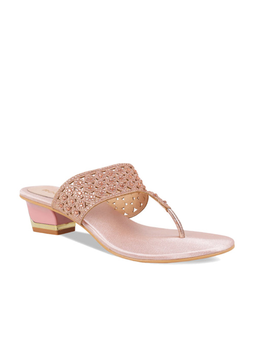 Rocia by Regal Champagne Gold T-Strap Sandals Price in India