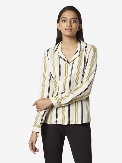 Wardrobe by Westside Ecru Striped Ionna Shirt Price in India