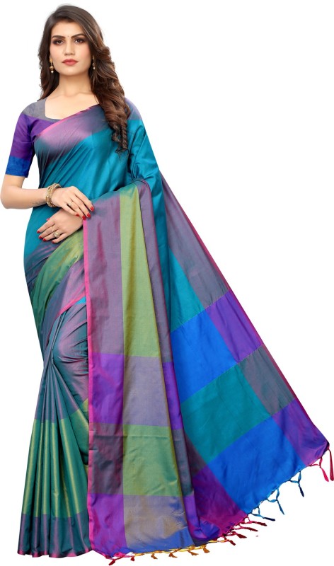 Woven, Embellished Kanjivaram Jacquard, Cotton Silk Saree Price in India