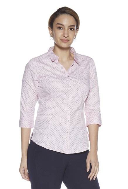 Wardrobe by Westside Light Pink Printed Lucy Shirt Price in India