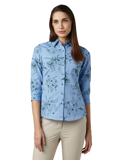 Park Avenue Blue Printed Shirt Price in India