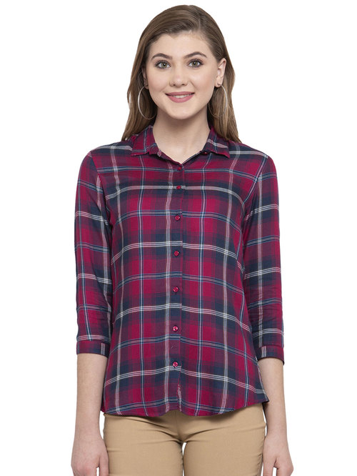 Hancock Navy & Pink Checks Shirt Price in India